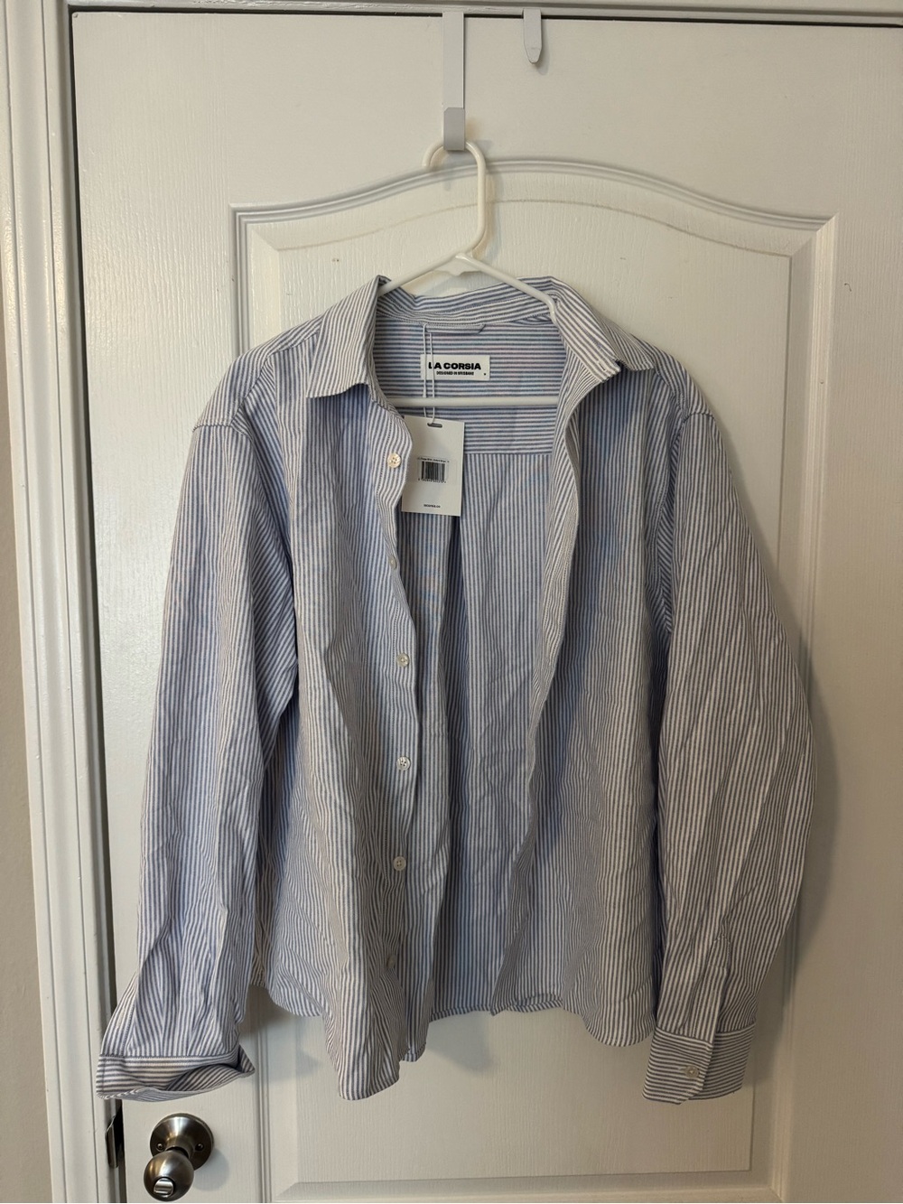 Blue & White Pinstripe Lightweight Drape Shirt